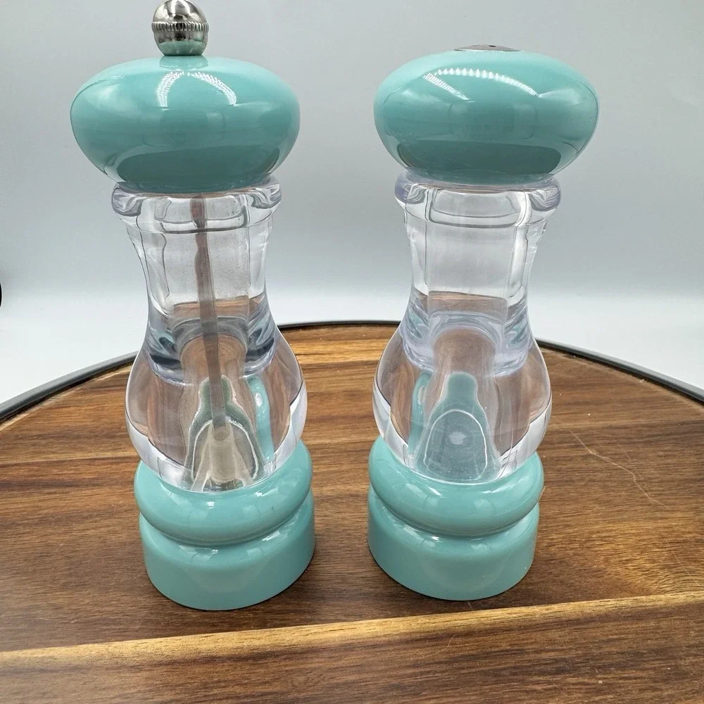 Olde Thompson Salt and‎ Pepper Shaker Set Teal Blue Acrylic 6.5 inch Kitchen